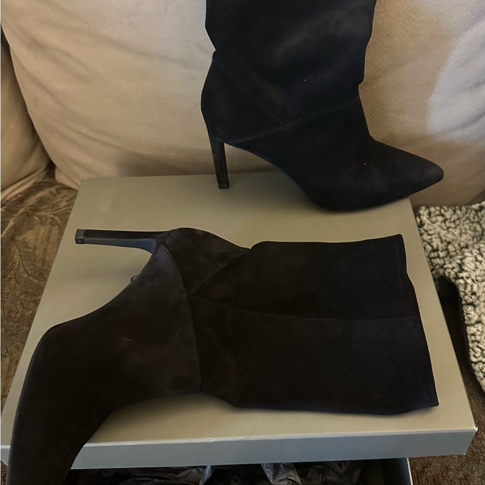 ALLSAINTS Orlana Suede Boots BLACK suede leather size 38 US7